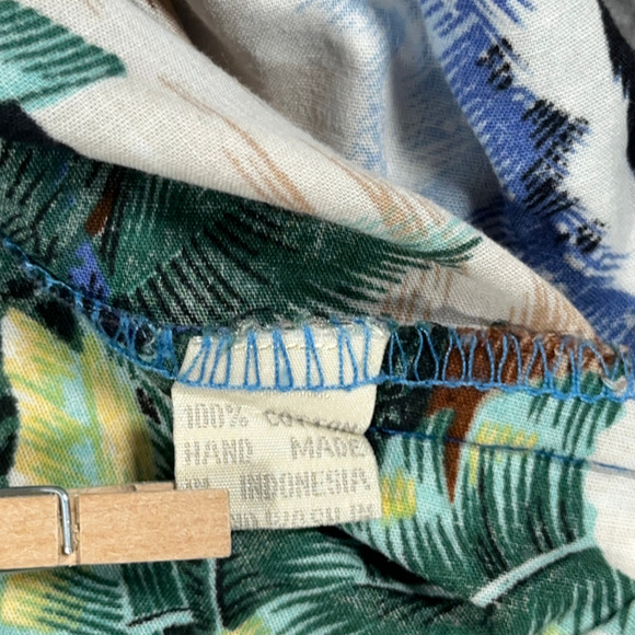 Vintage Hawaiian Shirt Adult LARGE Blue Go Hawaii Aloha Parrot Beach Surf 80s - Picture 7 of 9